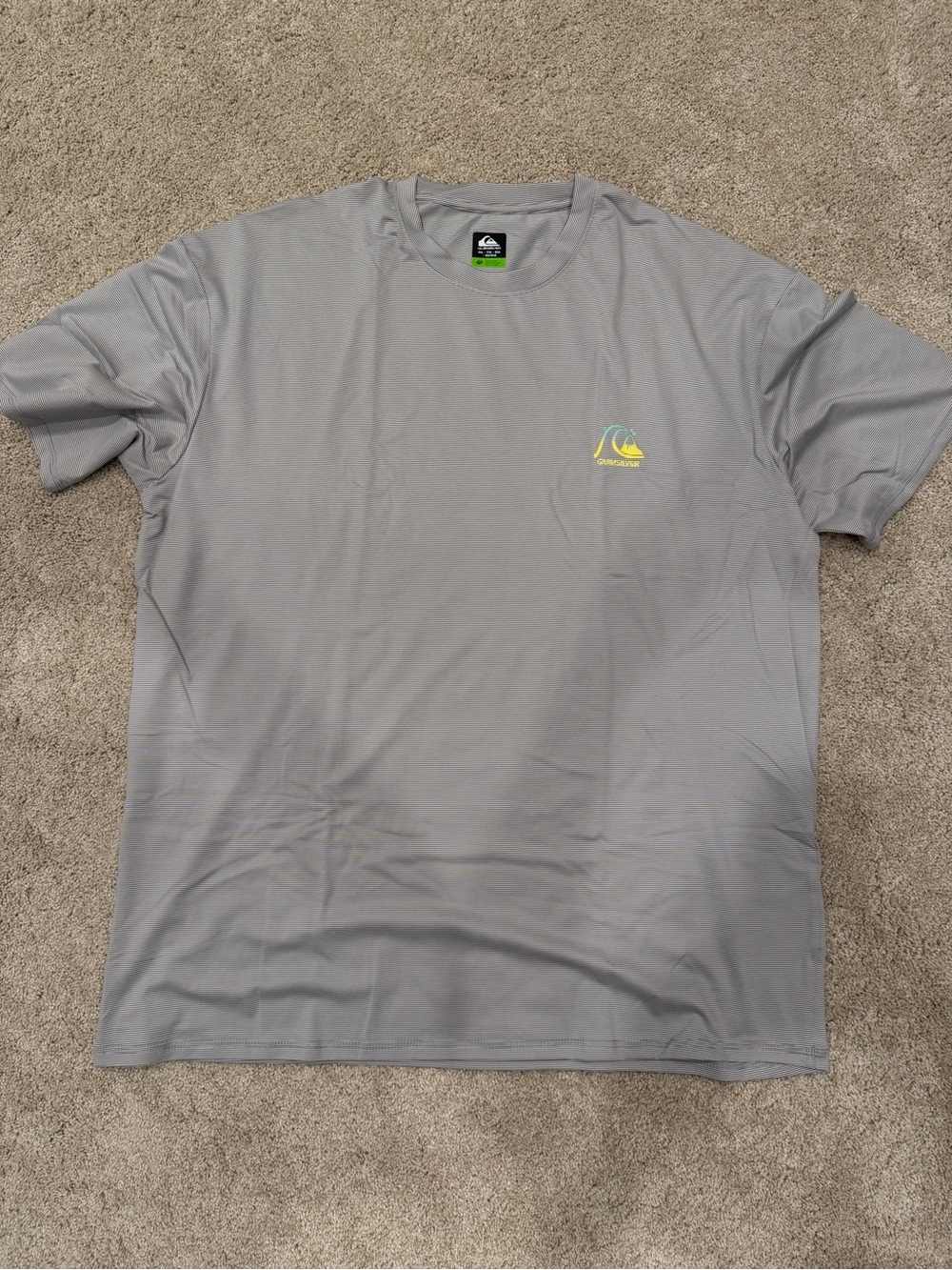 Quiksilver Men's Blue Pinstriped Performance Short Sleeve T-Shirt